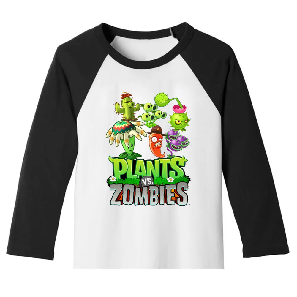 

Baby Boy Long Sleeve Tshirts Plants VS Zombies Garden Warfare Spring Autumn PVZ T-shirt For Girls Retro Vintage Tops For Teens