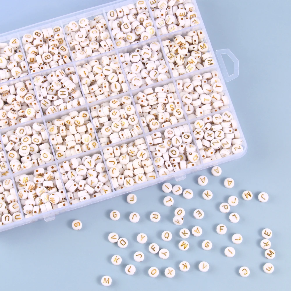 

Набор круглых плоских бусин с буквами алфавита, 4 х7 мм, 1680 шт.