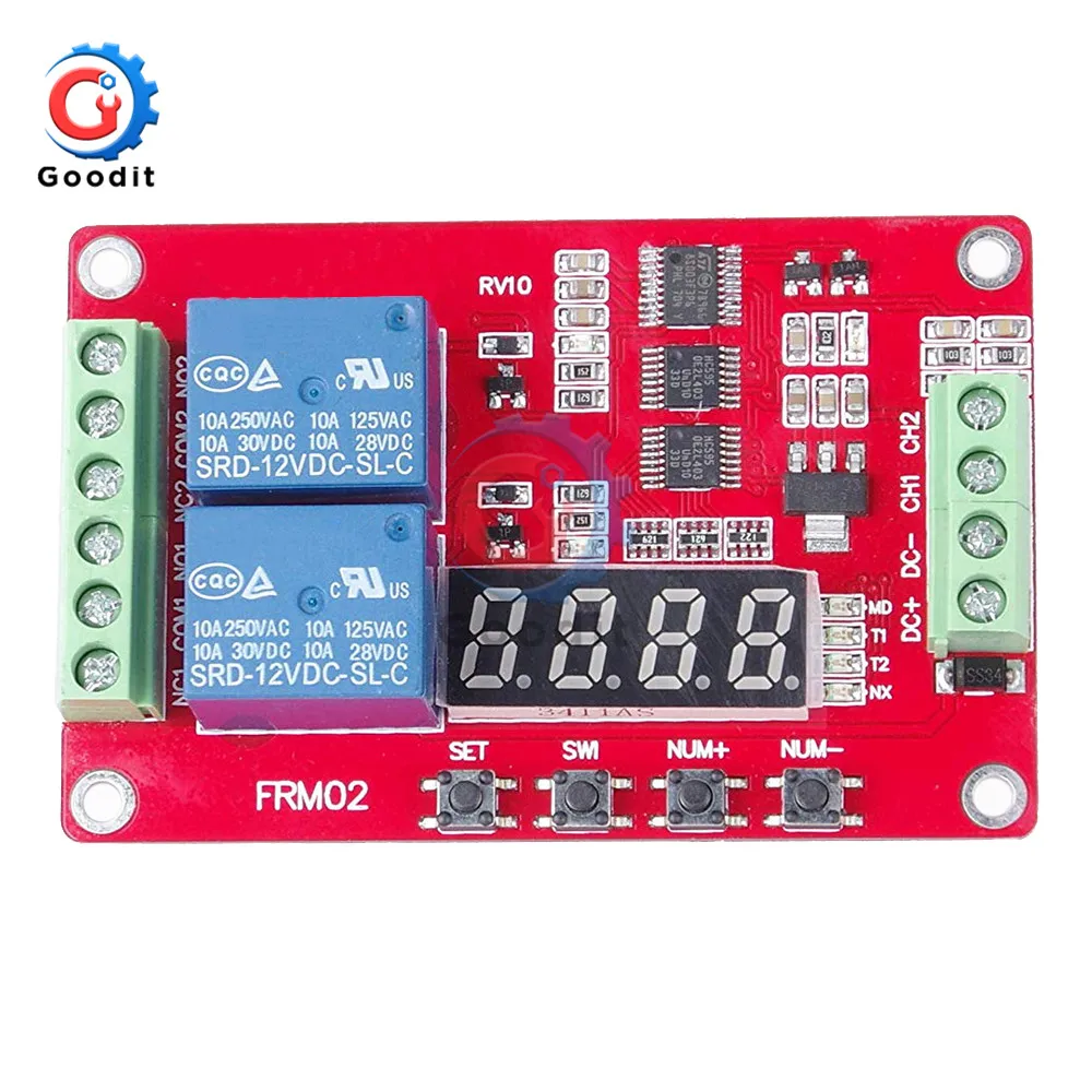 Многофункциональный релейный модуль постоянный ток 5 В/12 В/24 В 10 А 2 канальный