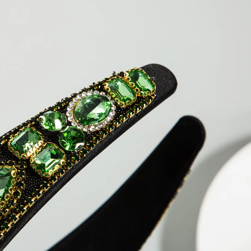 

Ins New Popular Green Glass Drill Headband Wild Water Drill Headband Retro Hair Accessories Designer Headband