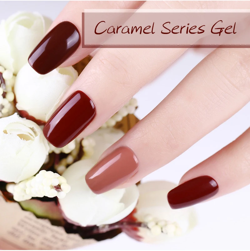 NEE JOLIE1 Bottle 8ml Caramel Series Gel Polish 11 Coffee Colors Soak Off UV Gel Varnish One-shot Color Nail Art Gel