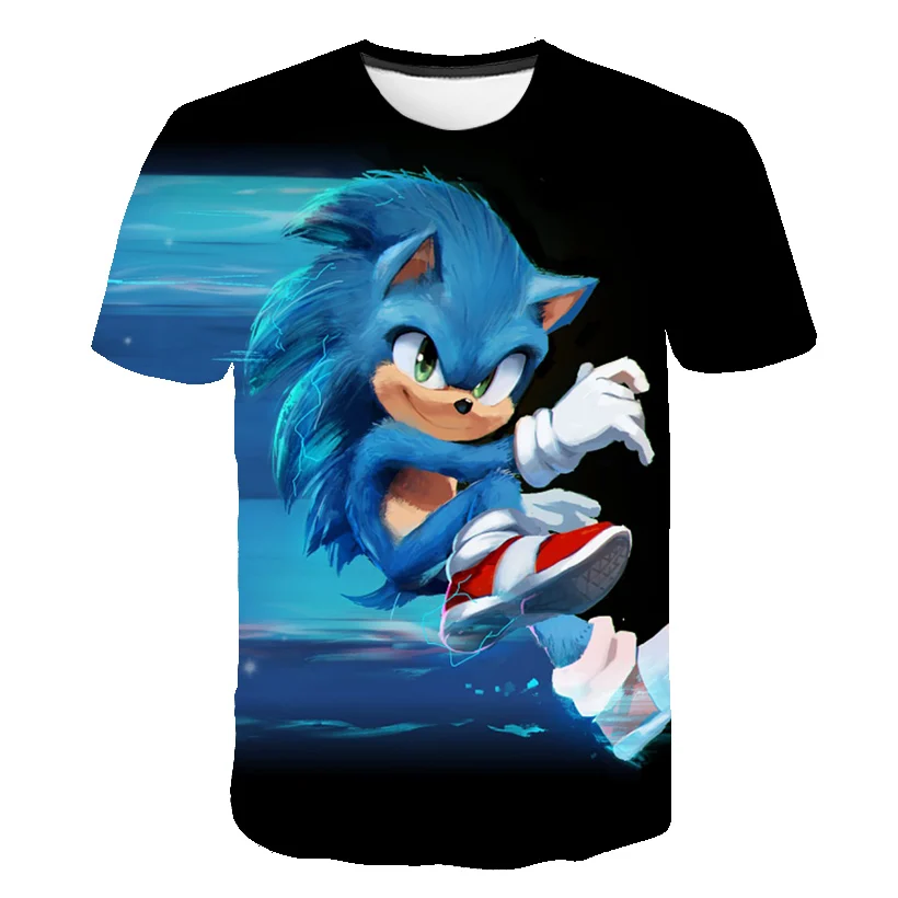 

Cute 3D Cartoon 2020 T-shirt Kids Summer Short Version Printed Sonic Hedgehog T-shirt Boys Street Clothing Teenagers Tops