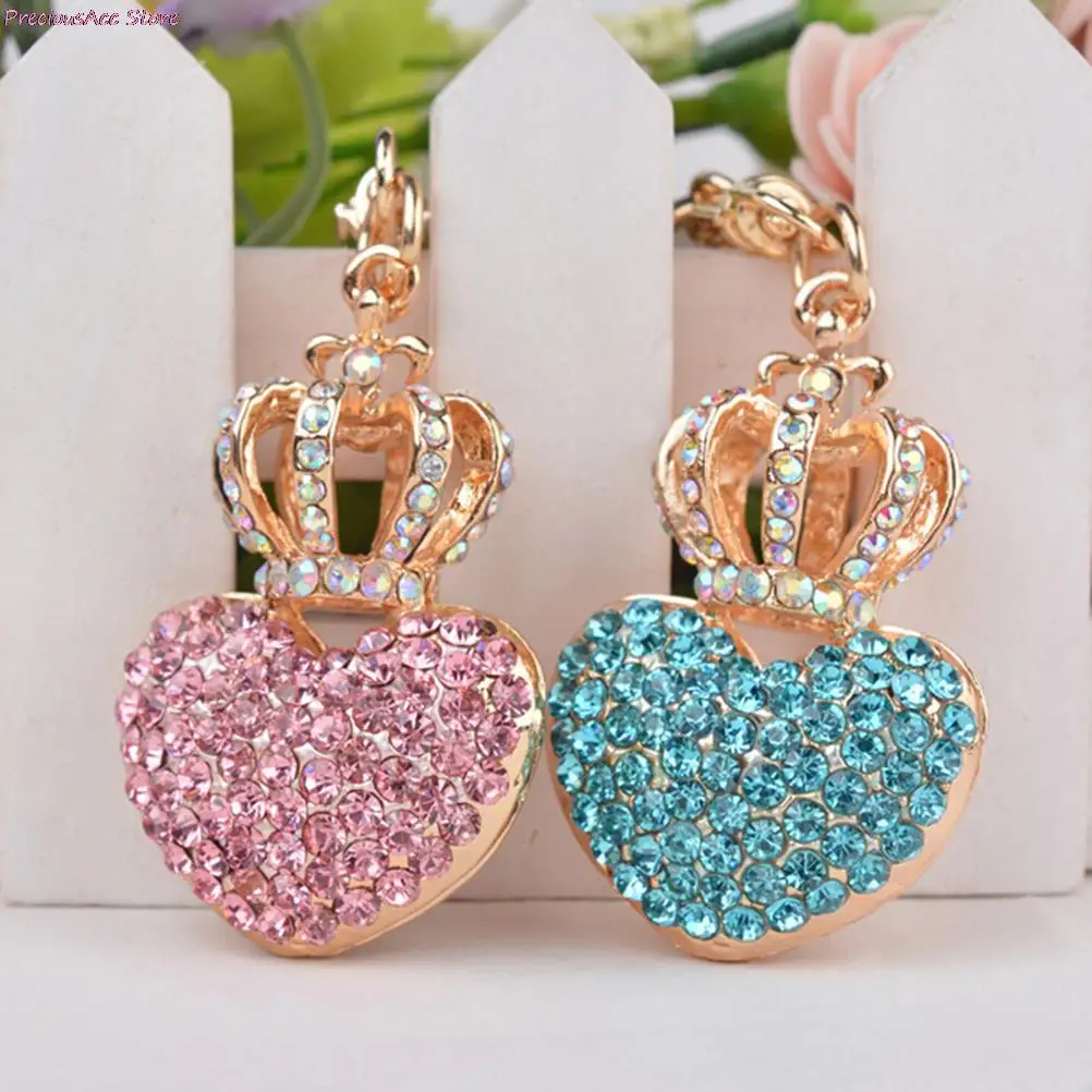 Красивая корона сердца любителей красивый брелок для ключей золото-цвет дизайн