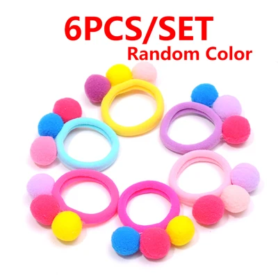 6pcs Style 9 Милые детские волосы для девочек, Бальные повязки на голову с бантиком, эластичная резинка для волос, резинка для конского хвоста, детские головные уборы, аксессуары для волос - Цвет: 6pcs Style 9