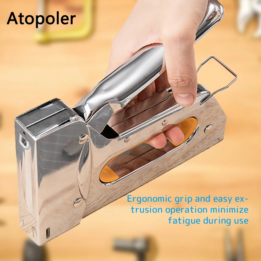 

Степлер Atopoler 3 в 1, пистолет для ногтей, строительный степлер, инструмент для деревянной рамы, ручной инструмент из нержавеющей стали, скобы ...