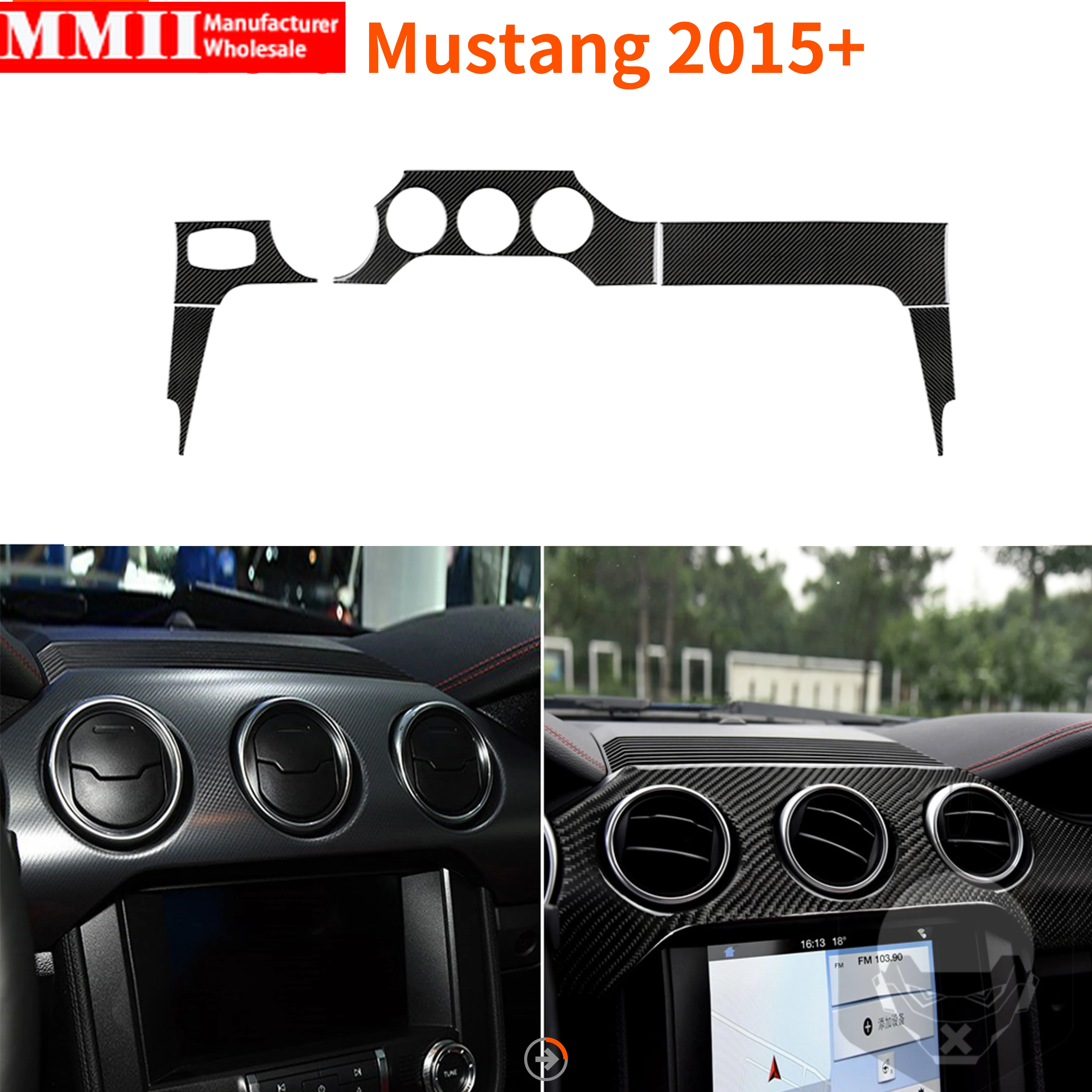 For Ford Mustang GT 2015-2022 Carbon Fiber Sticker Center Console
Dashboard Air Vent Outlet Decoration Cover Car Accessories