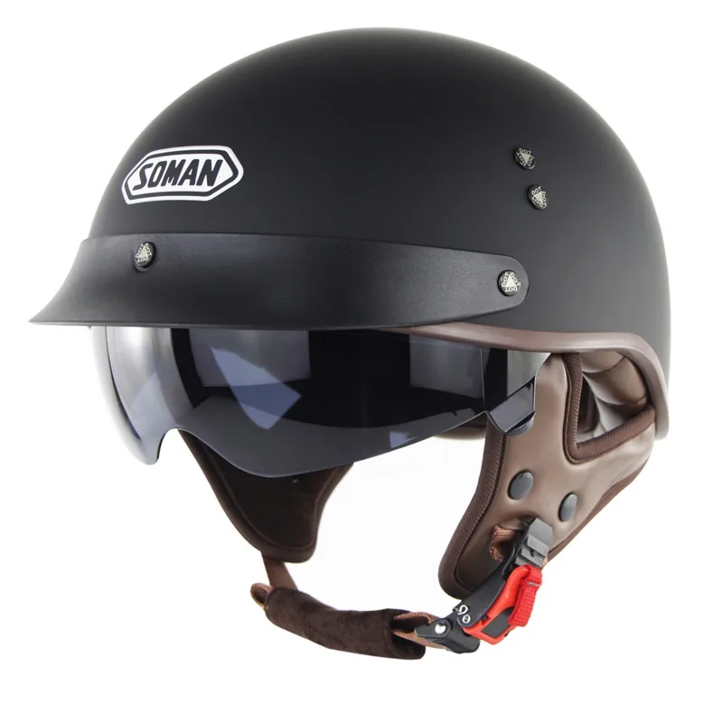Retro Scooter Half Face Helmet Vintage Casque Moto DOT Capacetes Anti Glare Visor Cascos Vespa Chopper Helmets Motorcycle | Автомобили и