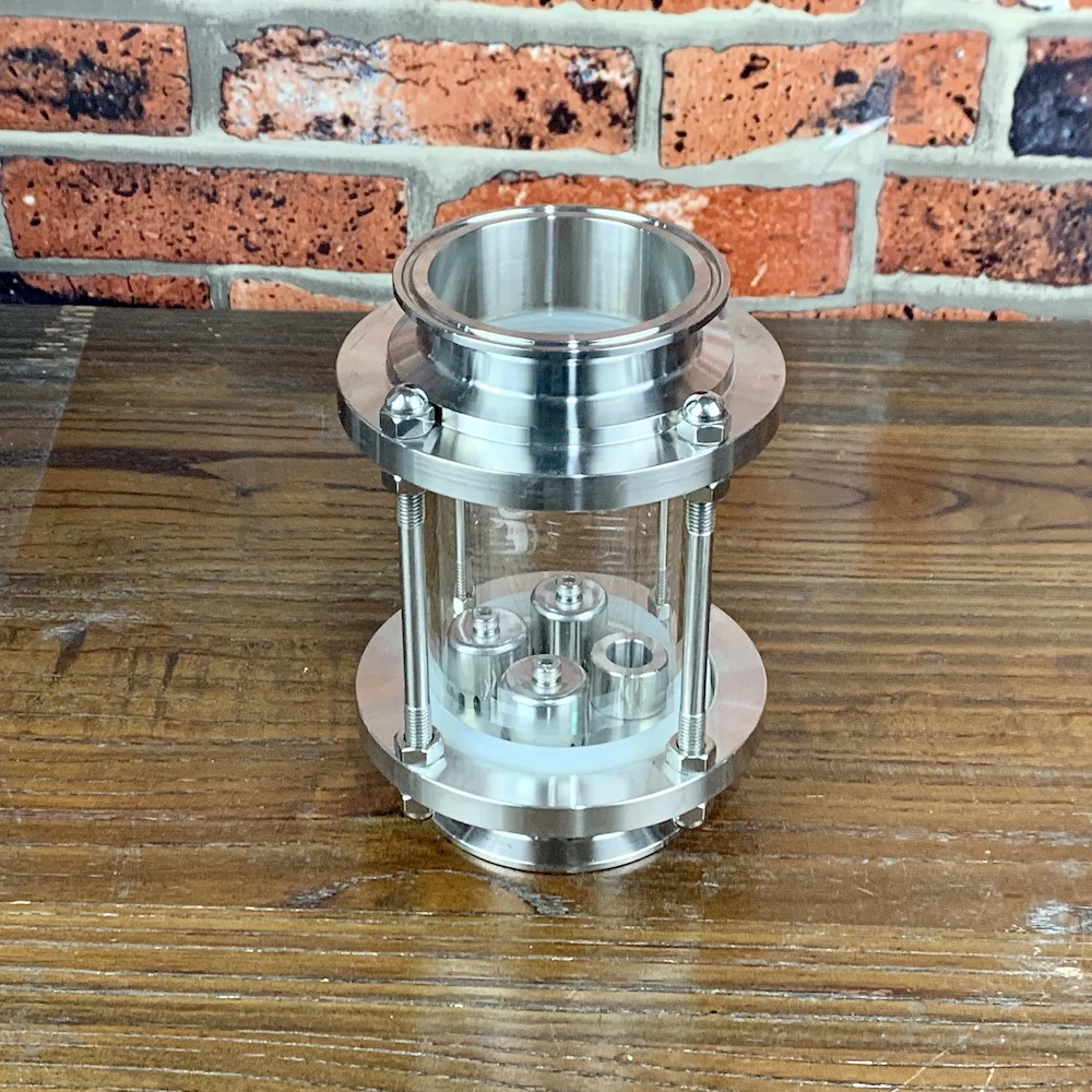 Кламп 3&quot 76mm Стеклянная секция с колпачковой тарелкой из нержавеющей