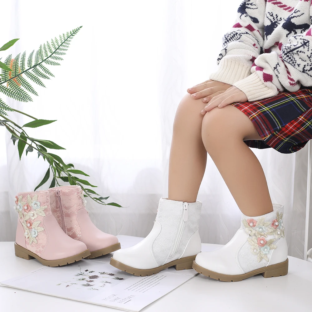 Ботинки на шнуровке для девочек детские ботинки принцессы прогулочная обувь