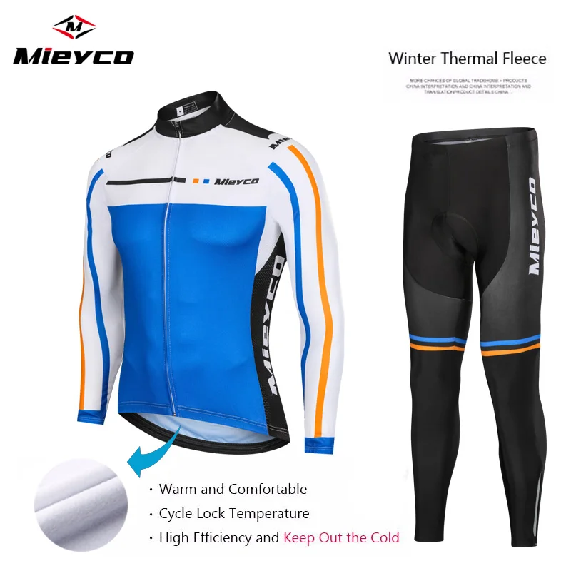 Многоцветный Men Women Winter thermal Fleece Cycling Jersey Long Sleeve Road Bike Bicycle Clothing Ropa Ciclismo Bib Shorts Pants Set - Цвет: Многоцветный
