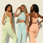 Комплект Для Йоги Женский бесшовный длинный, комплект из 2 предметов с завышенной талией для бега, фитнеса, тренировок, спортивная одежда