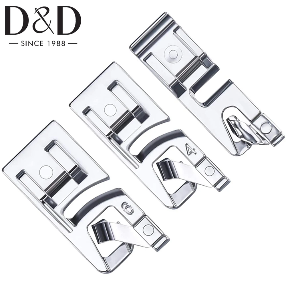 

1/3Pcs Narrow Rolled Hem Sewing Machine Presser Foot Set 3mm 4mm 6mm for Singer Brother Janome and Other Low Shank Adapter