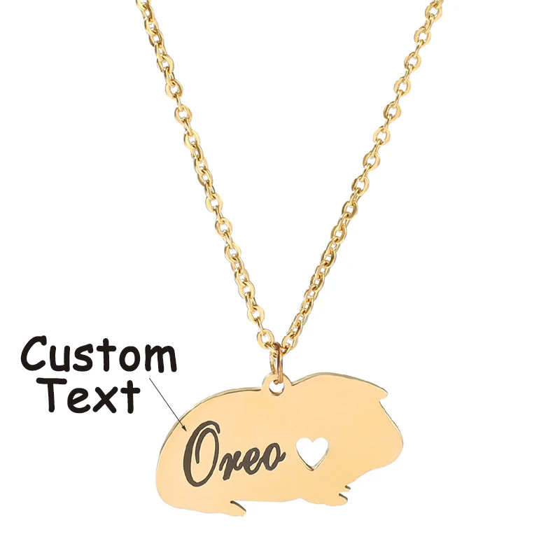 Personalized Guinea Pig Necklace Custom Name Necklace Cute Pet Unique Gifts Jewelry Animal Customized Pendant Gold Silver Color