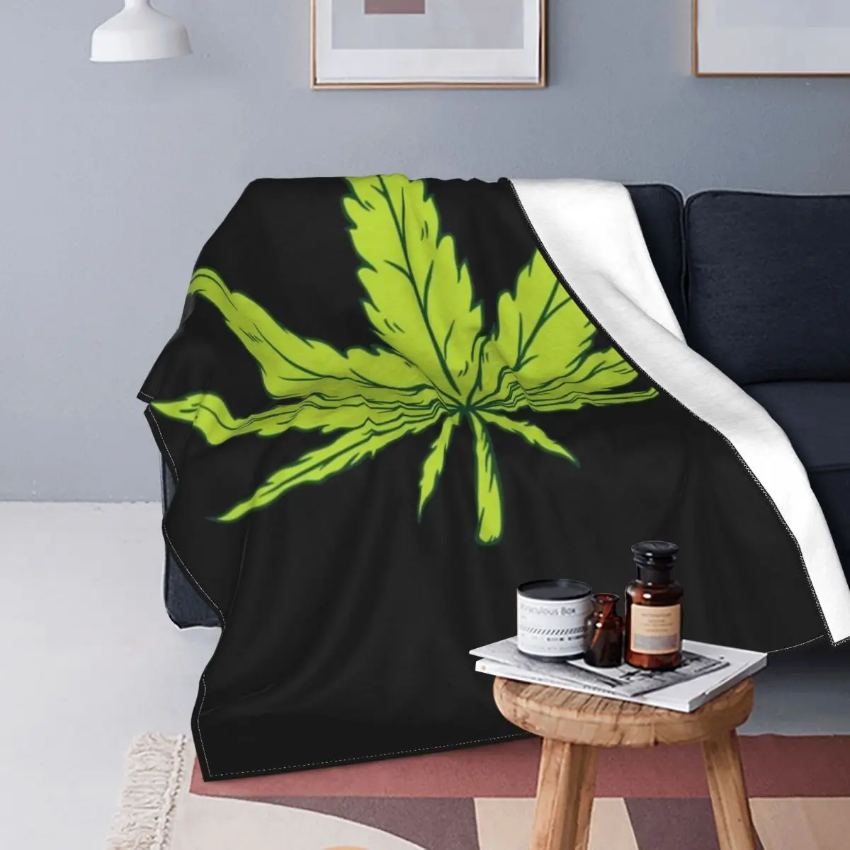 

Hemp Leaf Design Blankets Flannel Spring/Autumn Natural Multi-function Ultra-Soft Throw Blanket for Bed Outdoor Bedspread