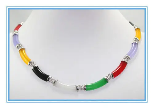 Free Shipping &gt&gtFashion Green Red Purple Jade Black Agate Mixed Colors Link Necklace17inch | Украшения и аксессуары