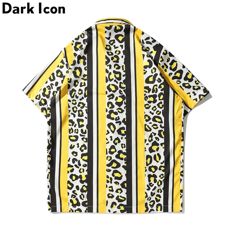 Темная икона полосатые рубашки мужские 2019 летние уличные ретро в леопардовой