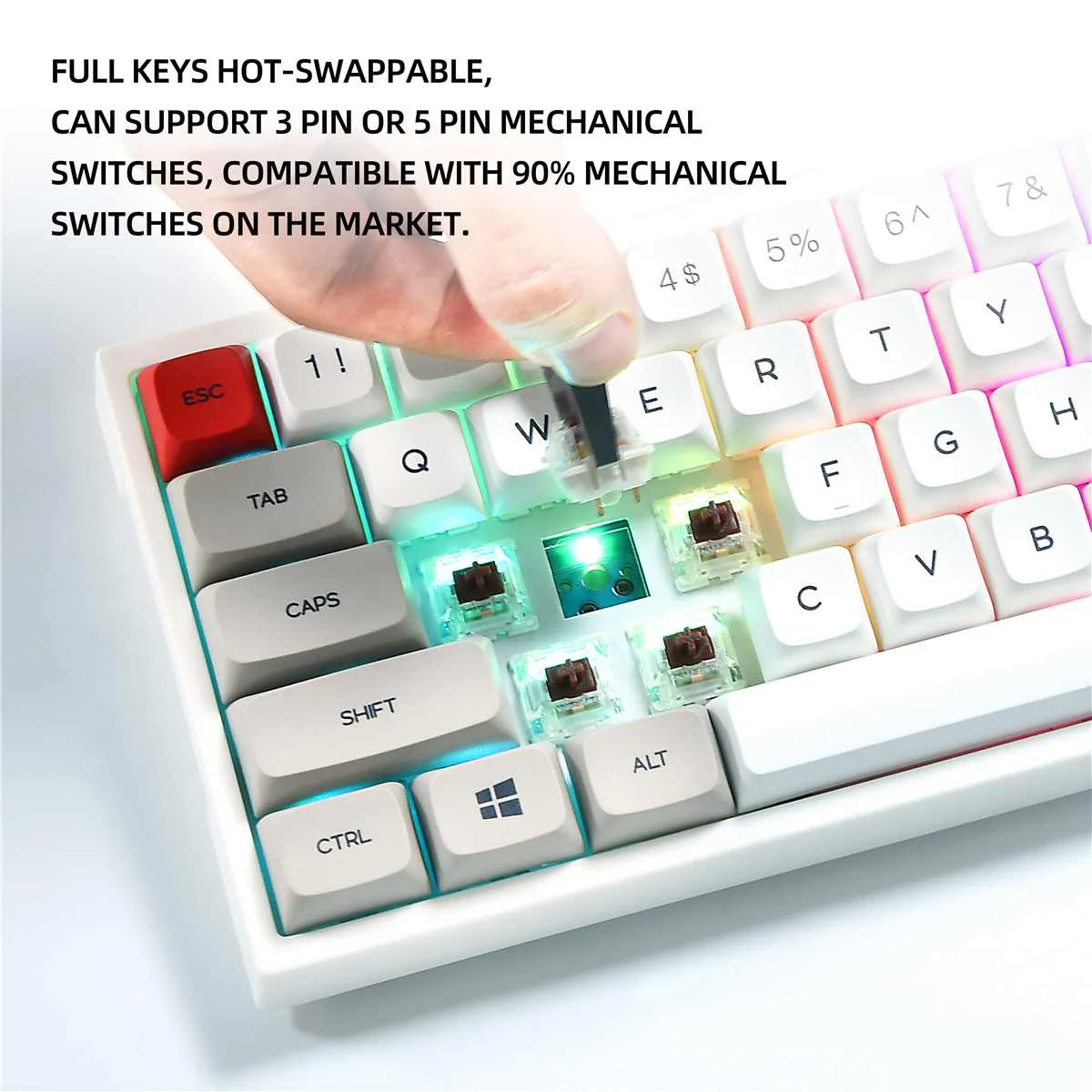 68 keys tk68 mechanical gaming keyboard triple mode bluetooth 2 4g type c gateron switch asaxda profile pbt keycaps hotswap free global shipping