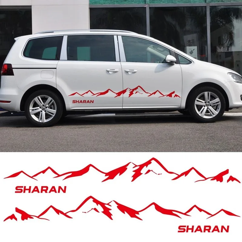 

Виниловые наклейки для VW-Volkswagen Sharan для кузова автомобиля, двери, юбки, спортивные аксессуары в полоску, Двусторонняя наклейка для горного ри...