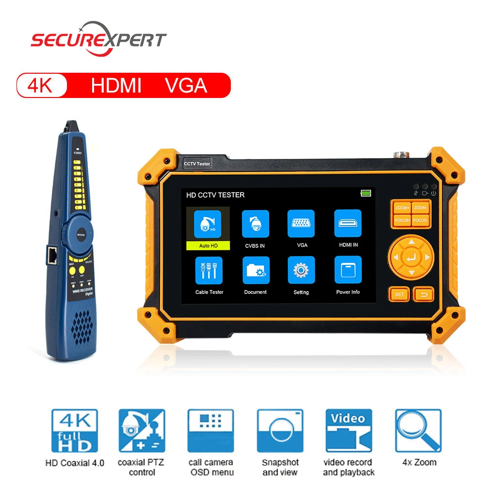 Pegatah 5 inch monitor cctv tester Portable mini for Video surveillance Ahd camera 4k On-camera video | Безопасность и защита