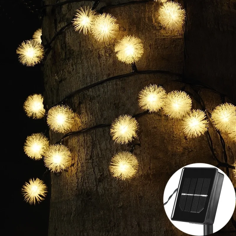 

Solar Snow Ball String Light Outdoor 5m 20 Led Waterproof Fairy Solar Powered Decorative Lights for Patio Yard Garden Christmas