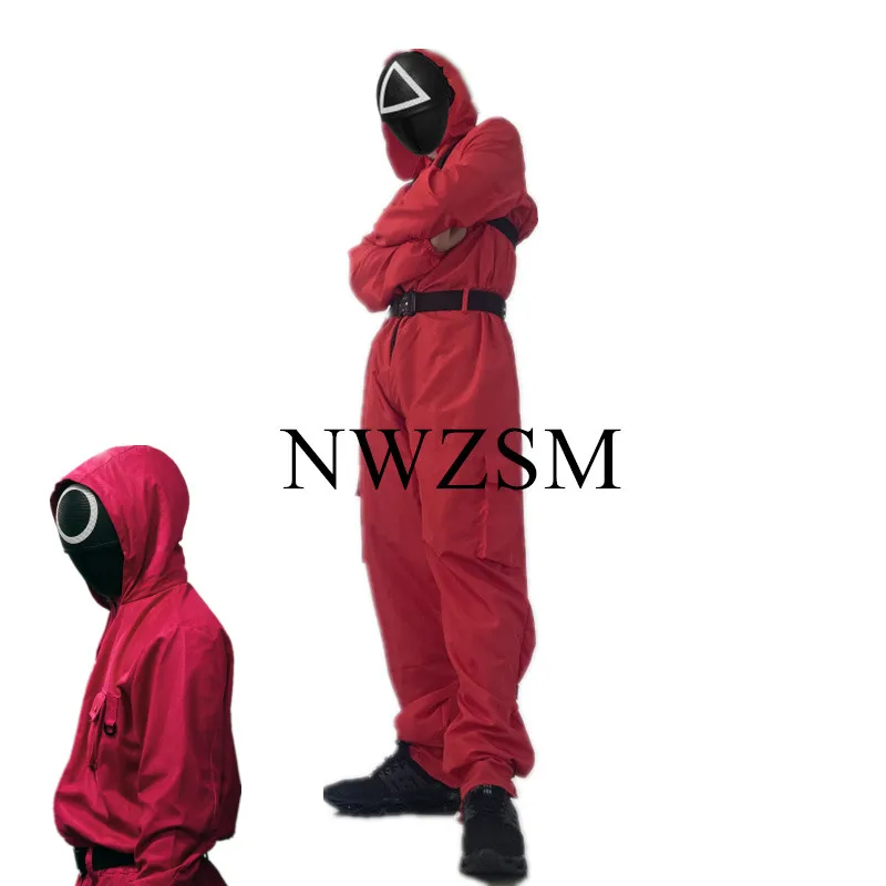

Squid Game cosplay red one-piece Korean TV series Cosplay Halloween Party Costumes with Face