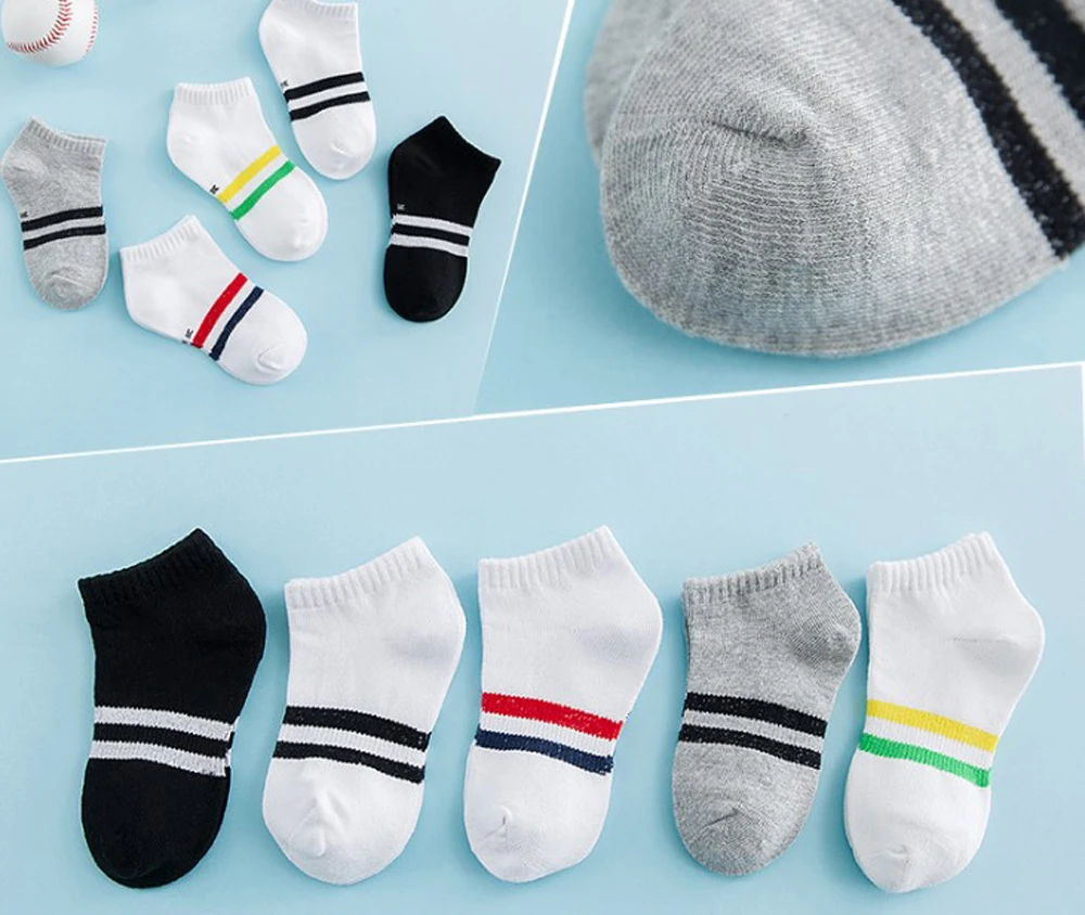 Calcetines de algod&oacute;n para ni&ntilde;os y ni&ntilde;as, calcet&iacute;n corto con dise&ntilde;o de coraz&oacute;n de amor, tiras deportivas, calzado barato, 5 pares, SandQ, novedad, primavera y verano-3