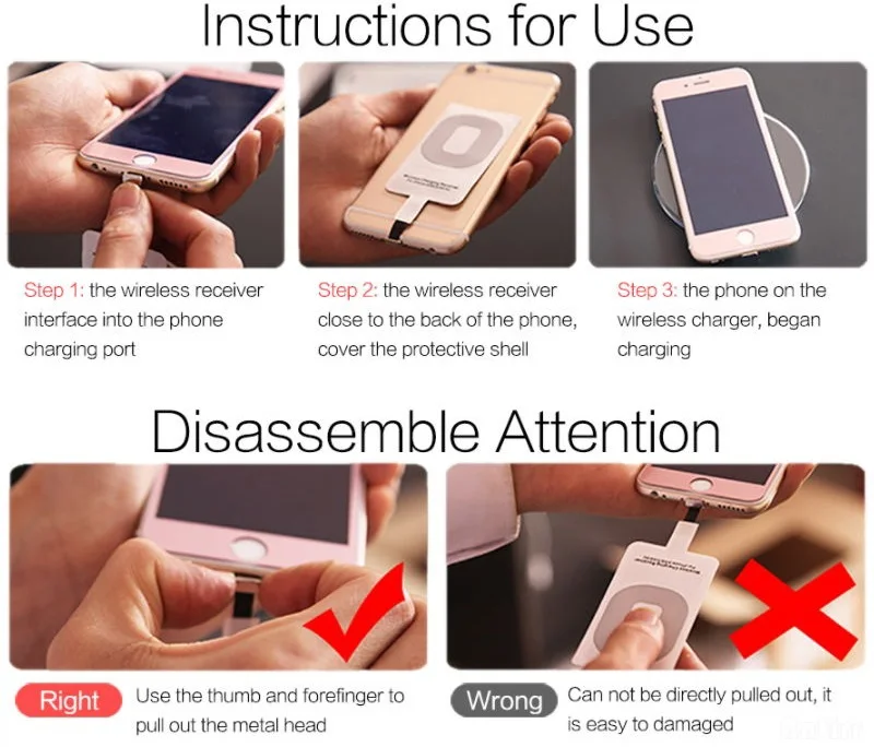 qi wireless charging receiver for iphone 7 6s plus 5s micro usb type c universal fast wireless charger for samsung huawei xiaomi free global shipping