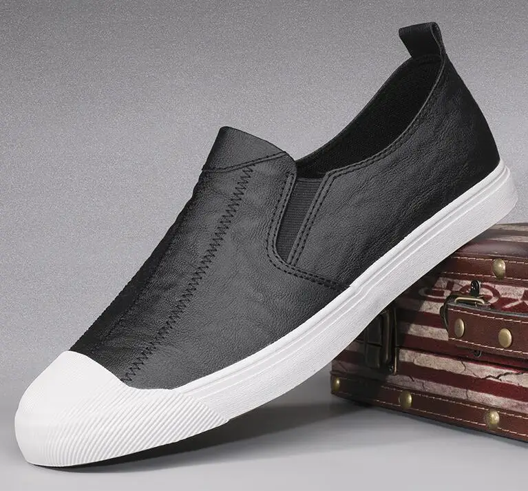 

Nice Spring New Style Fashion Men Pu Leather Stitch slip-on Casual Shoes Trend Shoes Loafers Flats