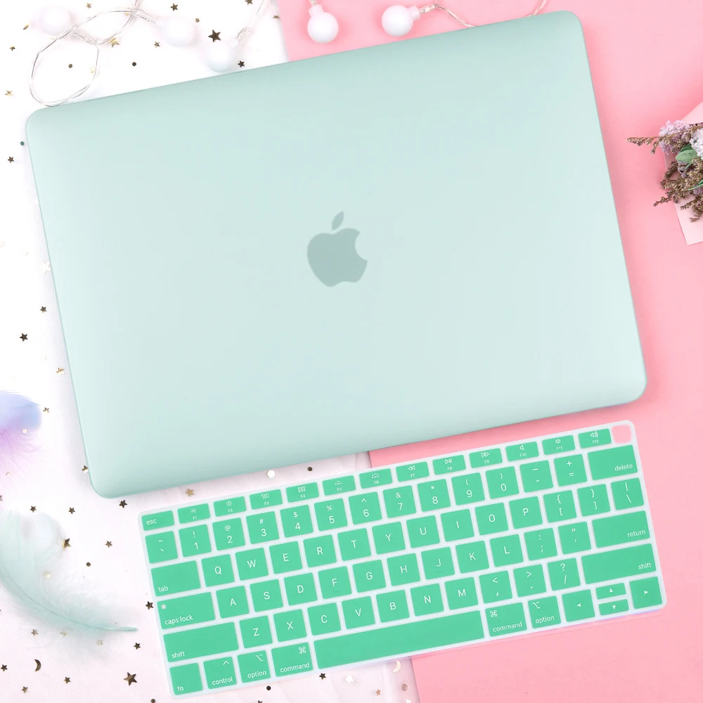 Light green Кристально прозрачный жесткий чехол для защиты Macbook Pro 13 15 Pro 16 Touch Bar A1706 A1707 A1990 Air 13 Touch ID A1932 - Цвет: Light green