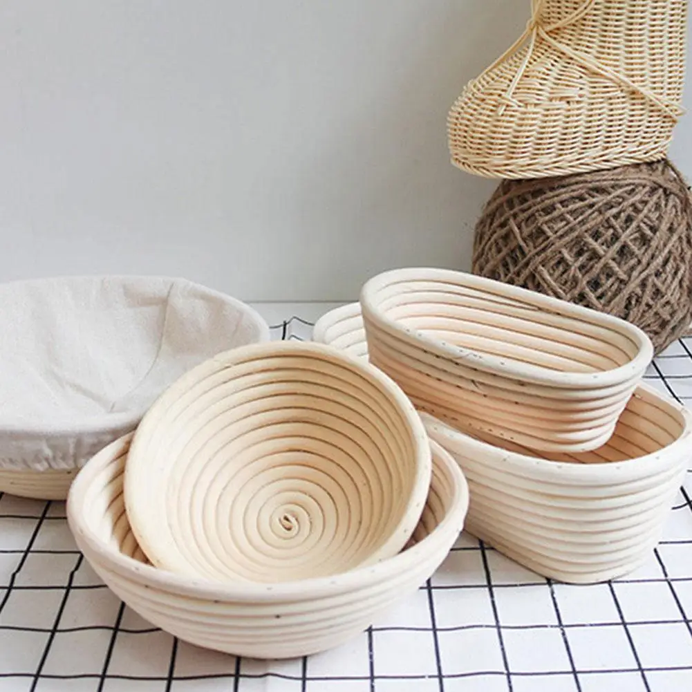 Хлебная корзина из ротанга круглая овальная поддоны для выпечки пробы с тканевым