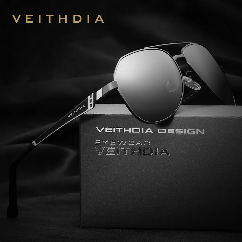 Мужские солнцезащитные очки VEITHDIA брендовые из нержавеющей стали с
