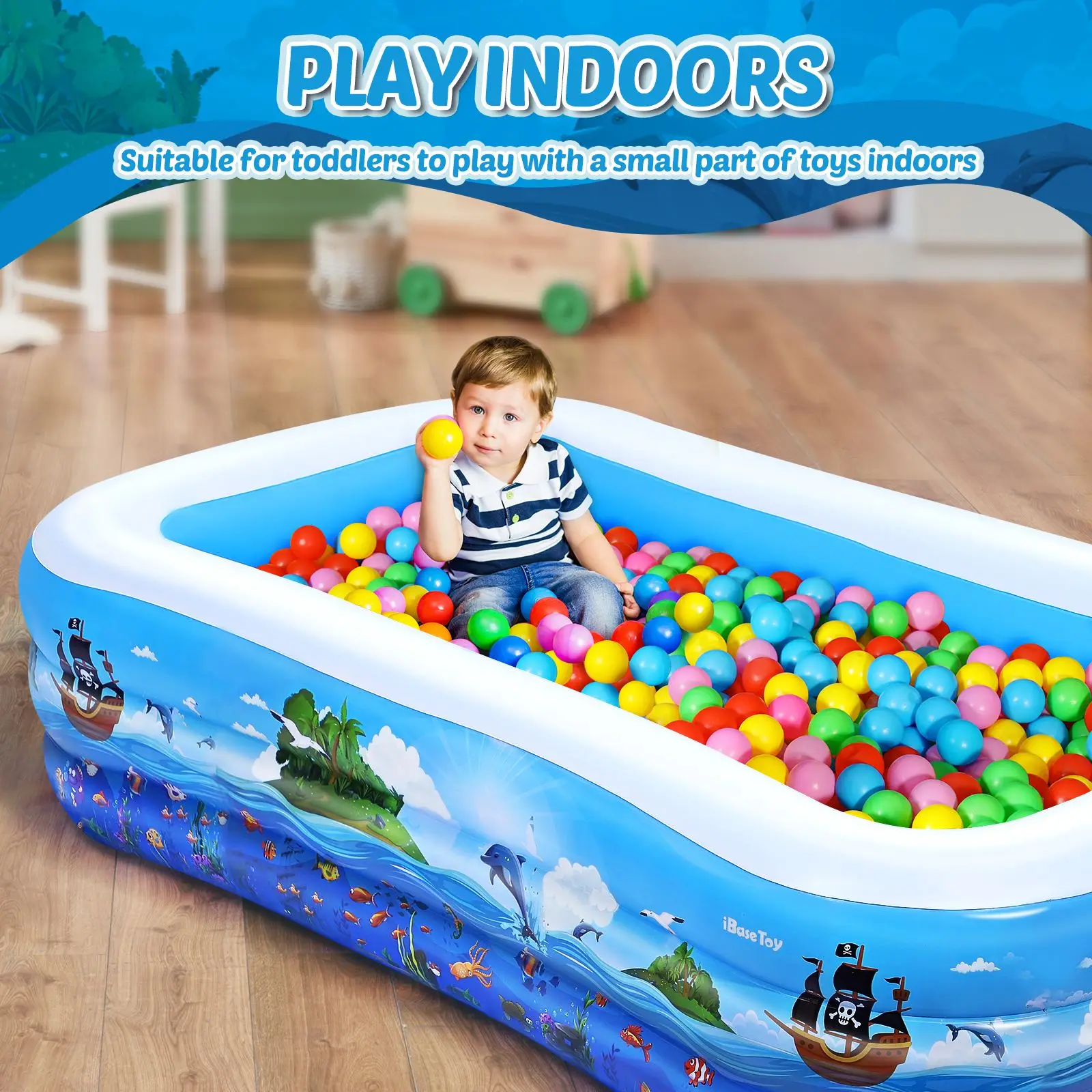 

IBASETOY Scratch Resistant Leakproof Bathing Pet Baby Bathtub Inflatable Pool Paddling Pool Ball Pool