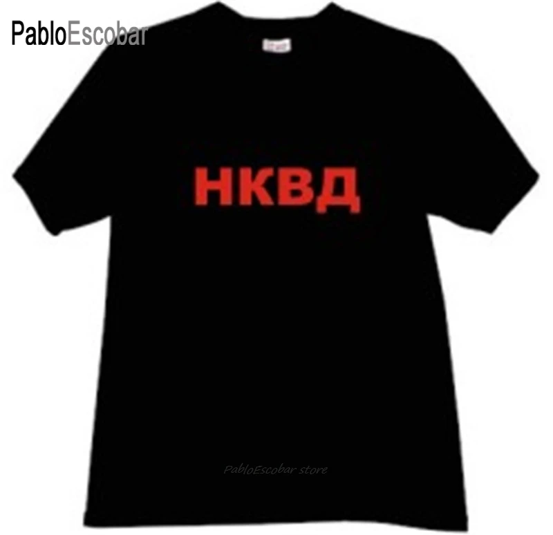 Модная футболка Мужская хлопковая NKVD русская брендовая мужские летние топы |