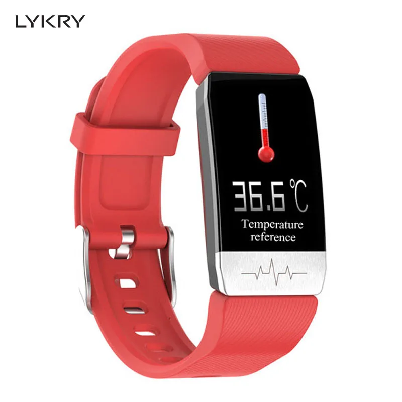 Смарт браслет LYKRY T1 для мужчин и женщин фитнес с функцией измерения температуры