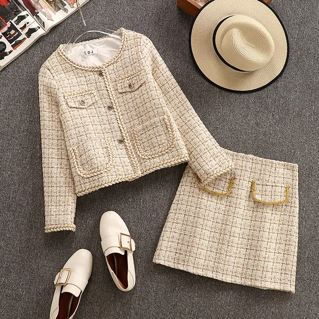 Женский костюм из двух предметов декоративная куртка с круглым вырезом