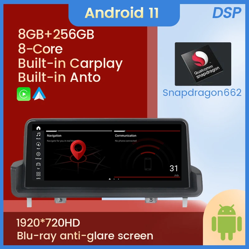 

IPS 1920*720P Android 11 Carplay Auto Car Radio Stereo For BMW E90 E91 E92 E93 GPS Navigation Multimedia Player WIFI DSP 4G Lte