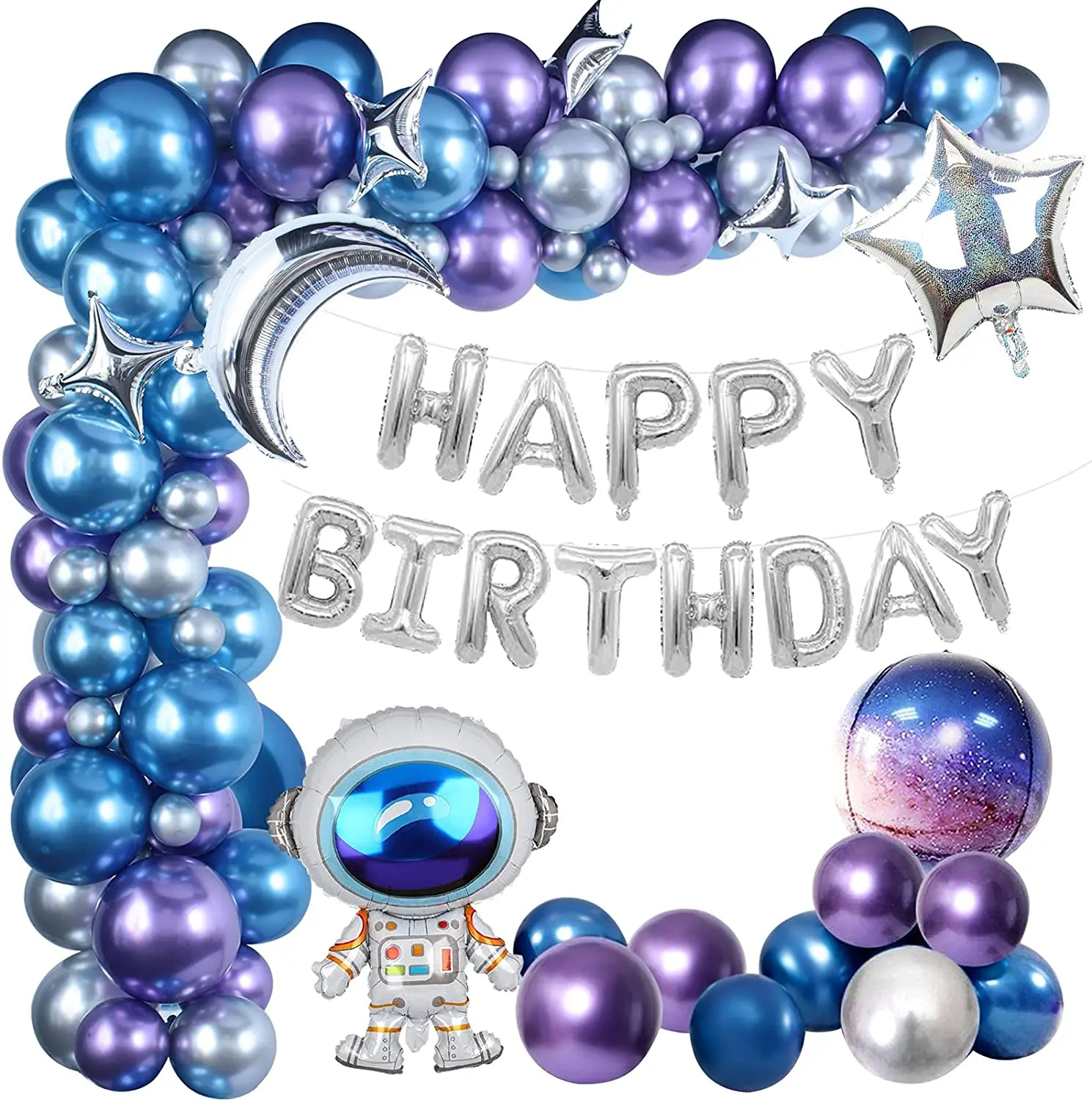 

Kids Birthday Decoration Outer Space Balloons Garland Kit Universe Space Planets Ballon Included UFO Rocket Astronaut Balloon