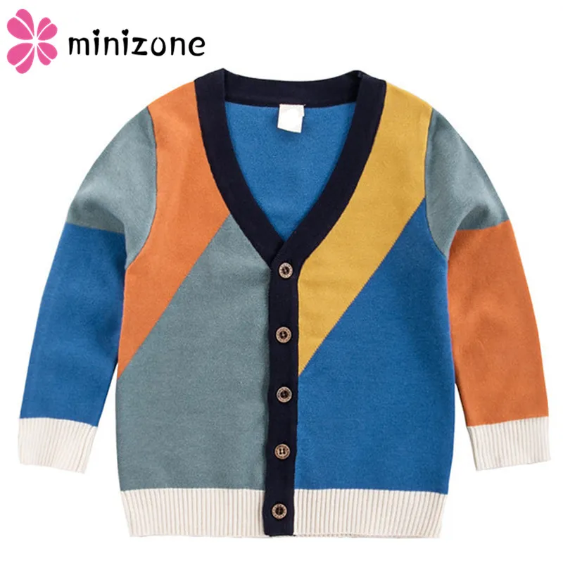 Зимний и осенний теплый детский свитер однобортное вязаное пальто с v-образным