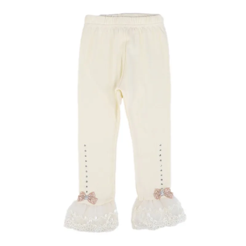 Детские леггинсы для маленьких девочек штаны карамельного цвета кружевные с