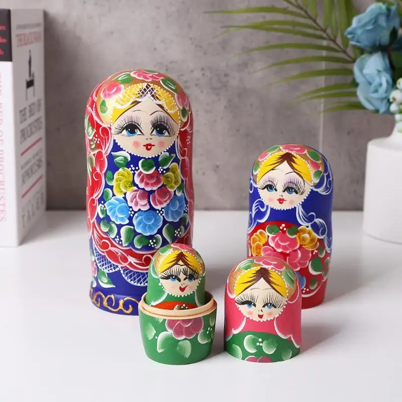 Русские куклы, Матрешка, деревянные классические цветные цветы, ручная работа, Матрешка, ручная краска, игрушки для детей, рождественские подарки