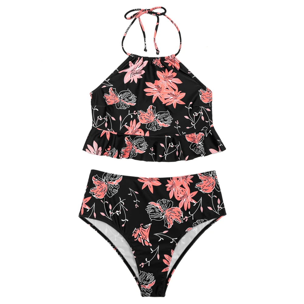 

2021 сексуальный черный купальник, Женский комплект бикини-бандо, купальник с высоким вырезом, женские желтые бикини, пляжный купальный костю...