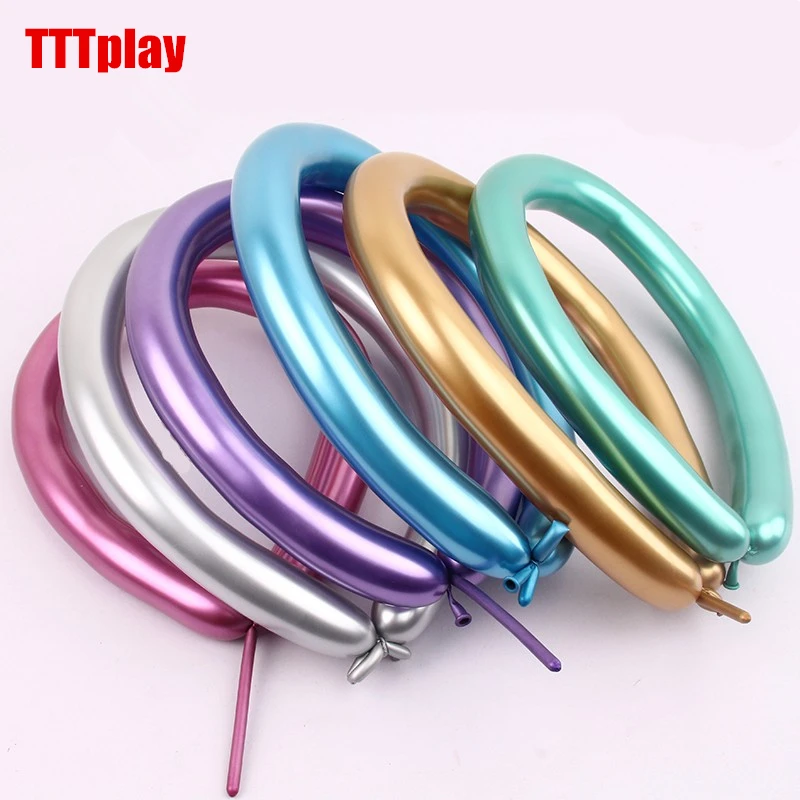 

10pcs/lot Metallic Latex Balloon Long Shape Metal Chrome Magic Tying Twisting Balloon Wedding Birthday Party Decoration Supplies