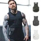 Мужская молния Летний жилет без рукавов дышащий Быстросохнущий Мужской Тесная одежда для спортзала Бодибилдинг майку фитнес Тэнк Топы