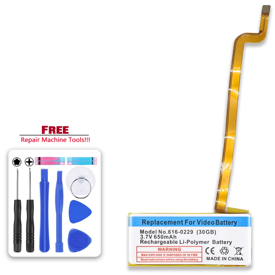

Battery 616-0229 650mAh for Apple iPod classic gen 6th 7th 80GB 120GB Thin 160GB for iPod 5/5.5 gen 30 gb