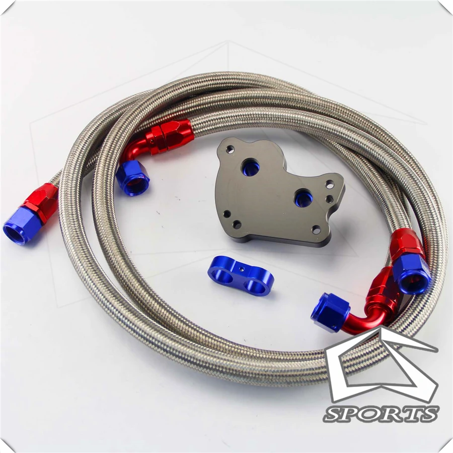 AN10 фильтр Сэндвич адаптер + нейлоновая оплетка или СС плетеная масляная линия