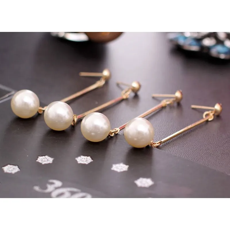 

2020 new fashion simple Long Tassel Simulated Pearl Drop Earrings for Women Gift Bijoux party jewelry Gold Color