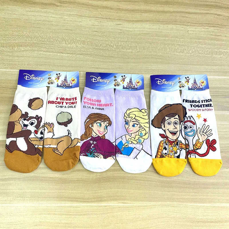 

Disney cartoon socks cartoon Mickey Donald Duck Aisha Anna socks female adult socks stitching fun pure cotton female socks