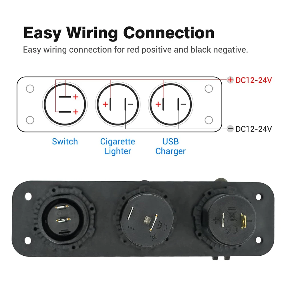 DIY Панель 3 в 1 для зажигалки с PD QC3.0 USB C выходом, светодиодным дисплеем напряжения и переключателем для морских судов, автомобилей, грузовиков, кемпера и домов на колесах.