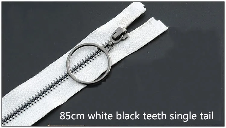 85cm white black Meetee 5#85 см 120 см Металлические молнии открытый конец двойной/sigle кольцо Ползунки молния для шитья пальто куртка молния одежда аксессуары - Цвет: 85cm white black