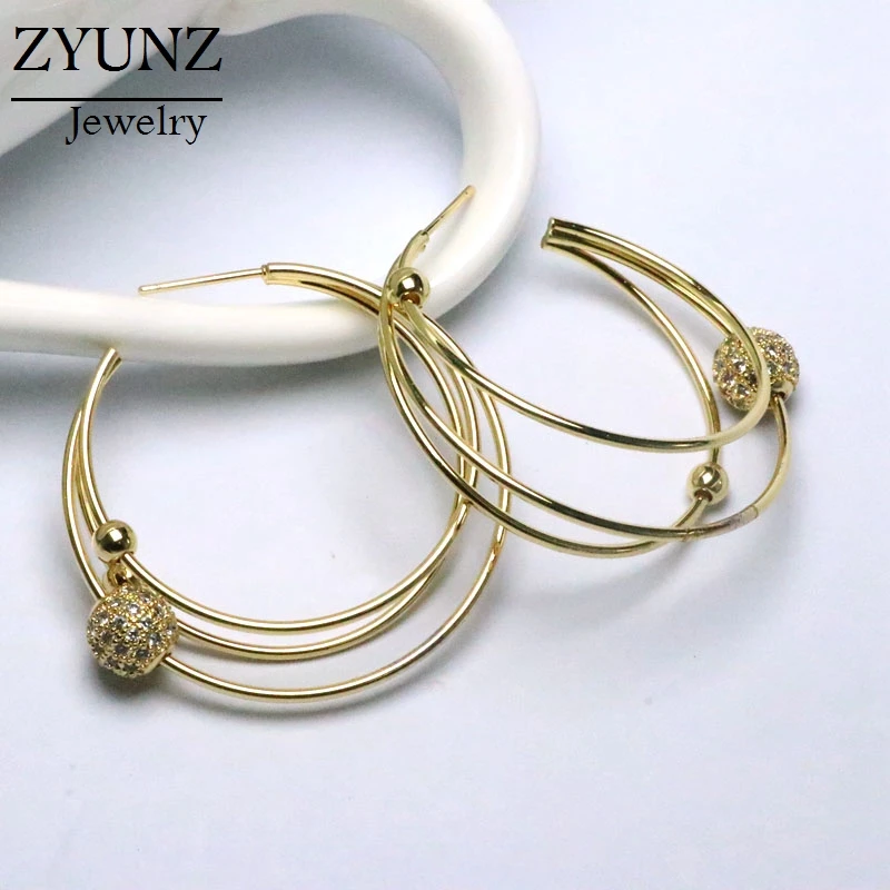 

4 Pairs, CZ Ball Circle Stud Earrings Round Simple Style Fashion Jewelry Earrings Women Piercing Brincos Bijoux